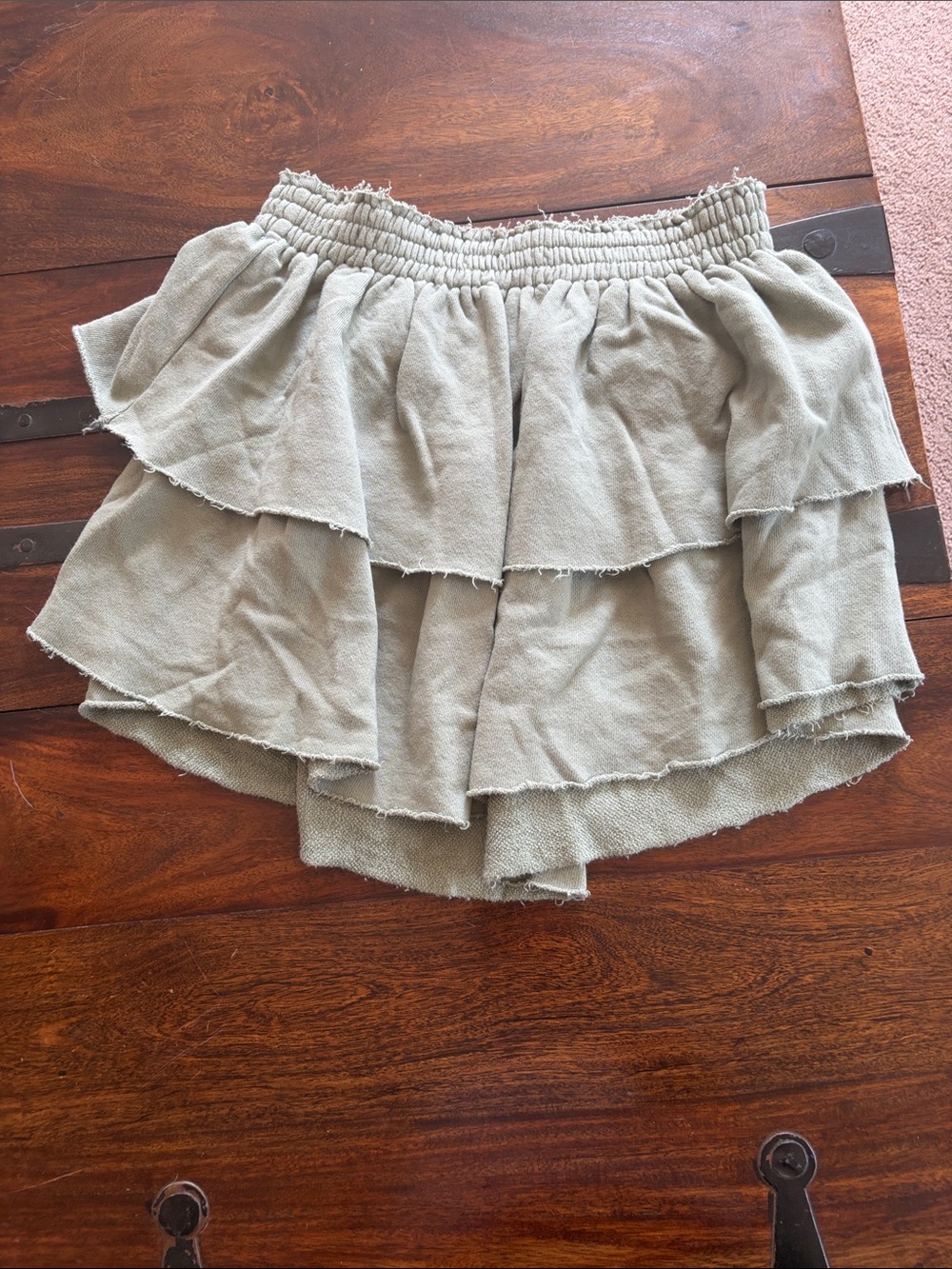 aerie Olive Green Tiered Ruffle Mini Skirt